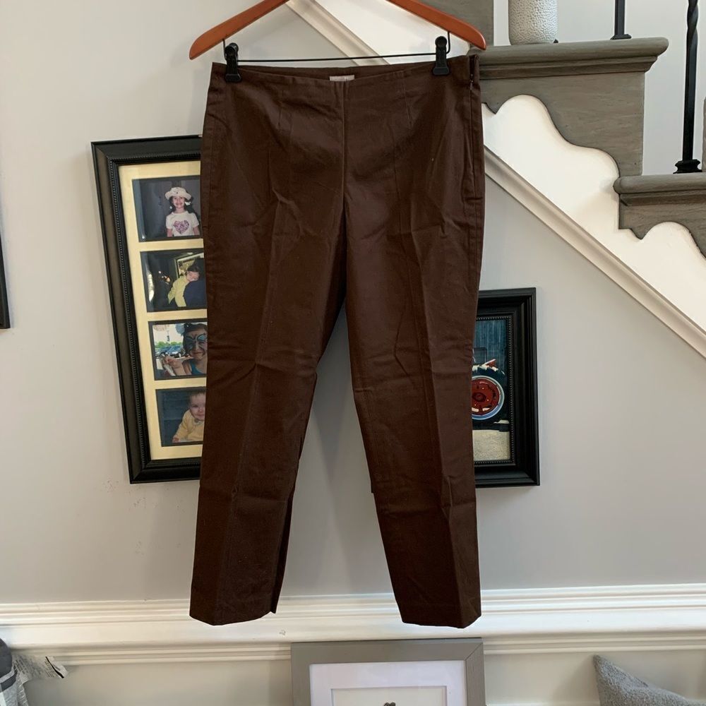 J. Jill Brown Side Zip Stretch Pants sz 8P NWT